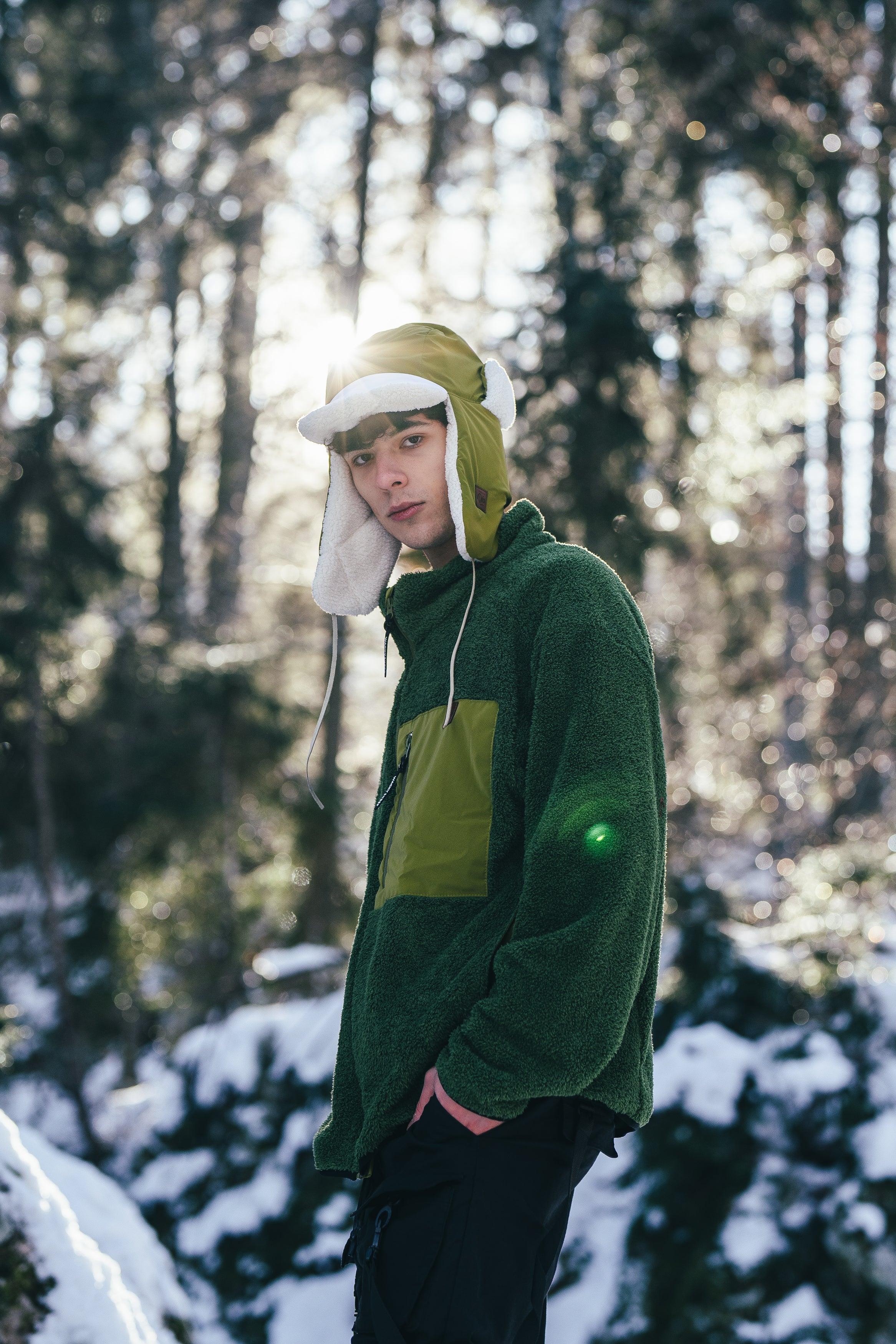 M's Fleece Sherpa Green Sweatshirt