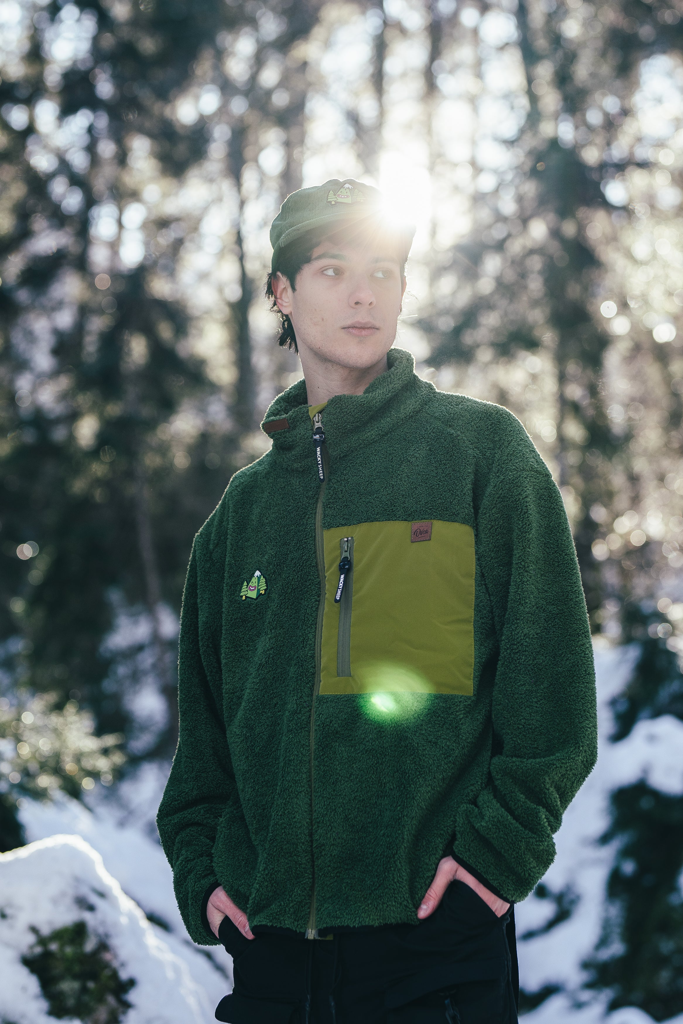 M's Fleece Sherpa Green Sweatshirt