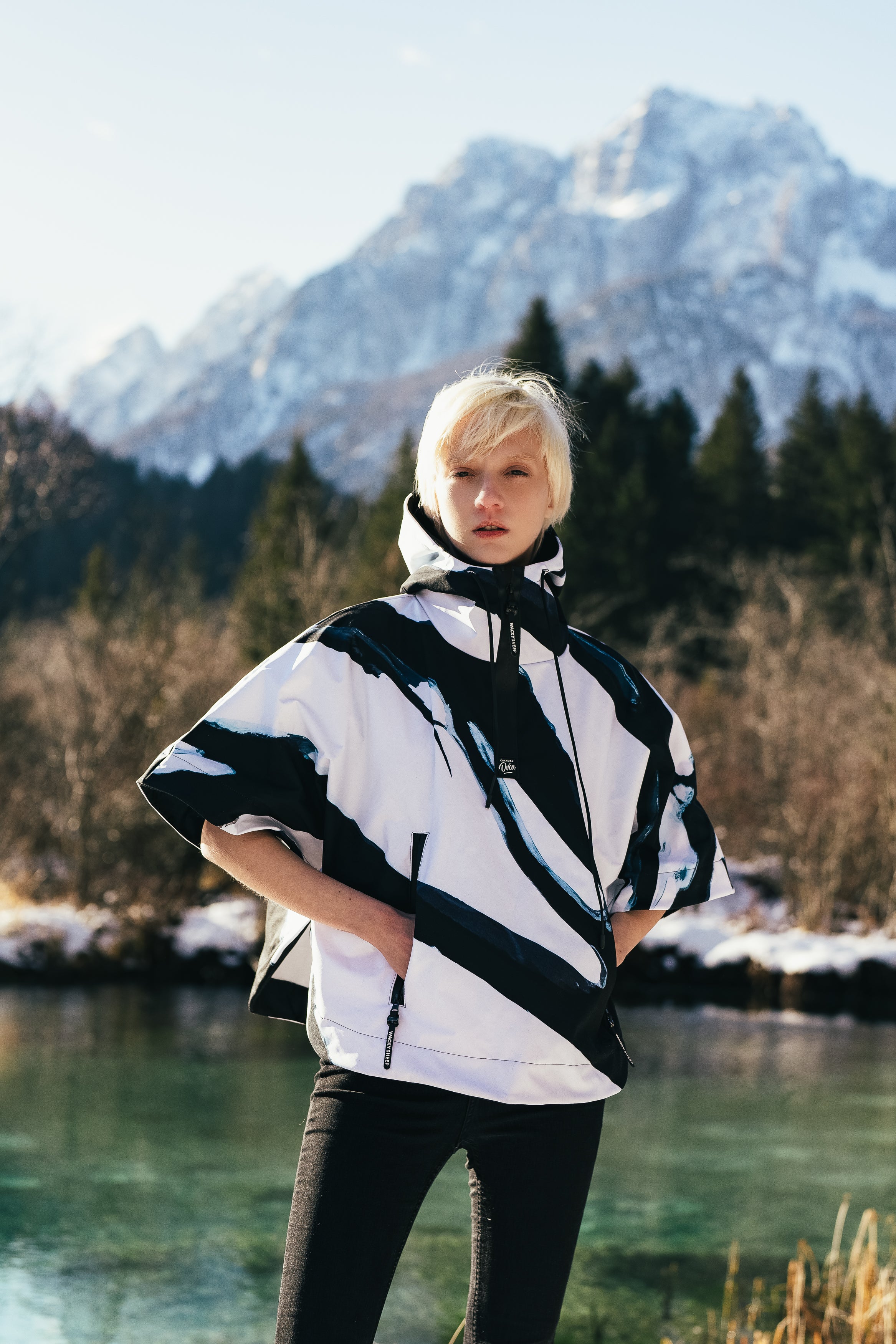W's Black Soft Shell Poncho