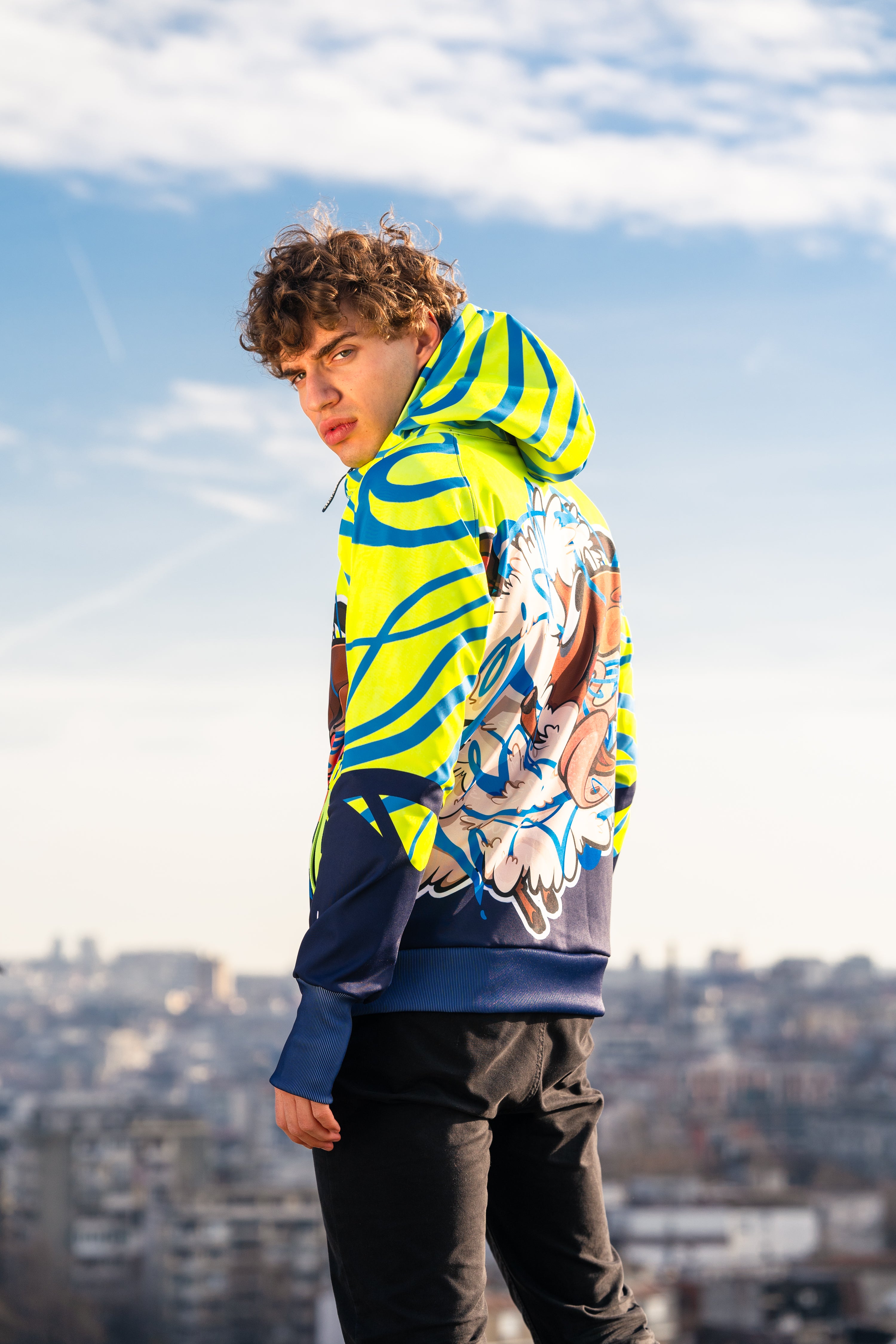 M's Neon Splash Zip Hoodie