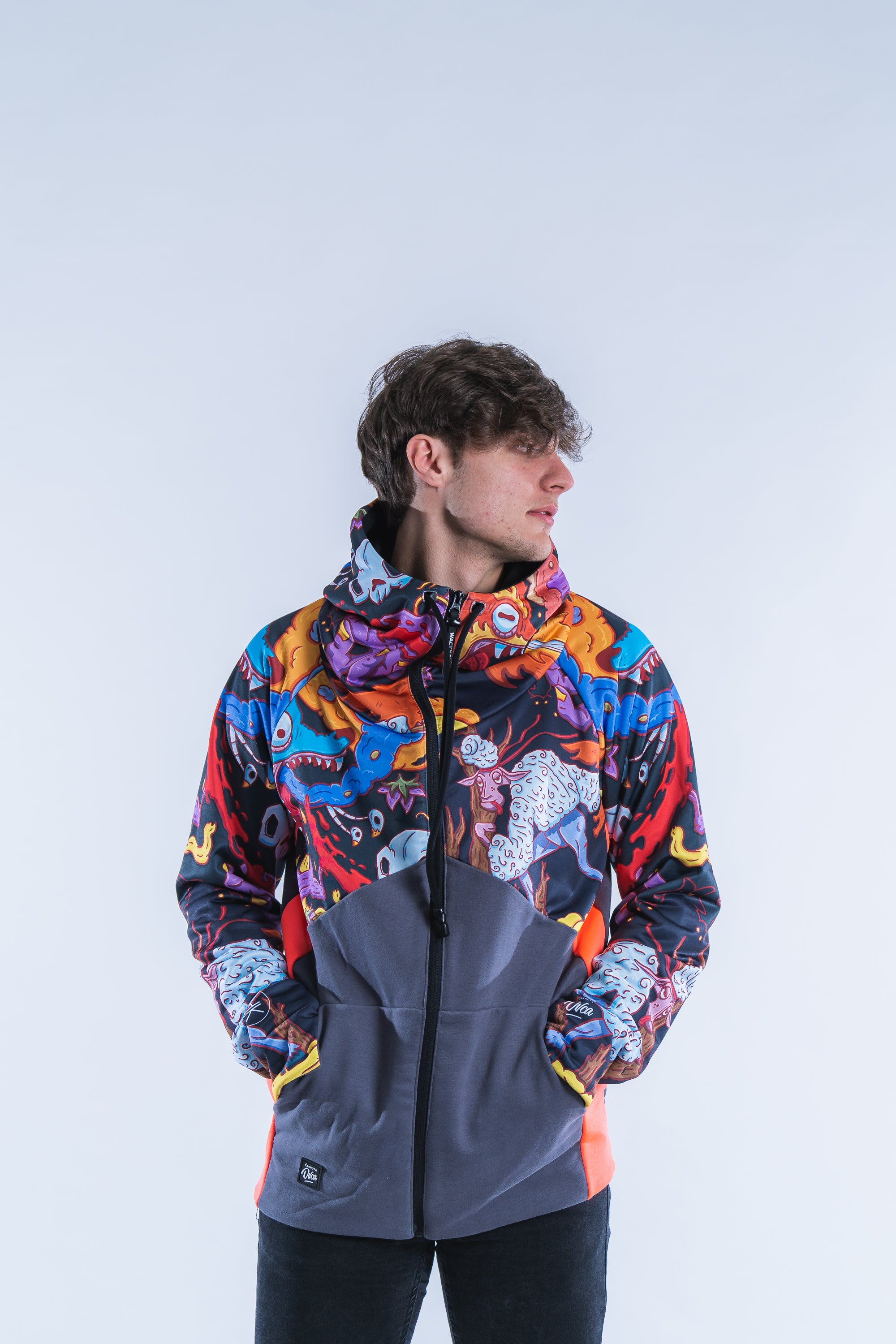 M's Aždaha Grey Zip Hoodie