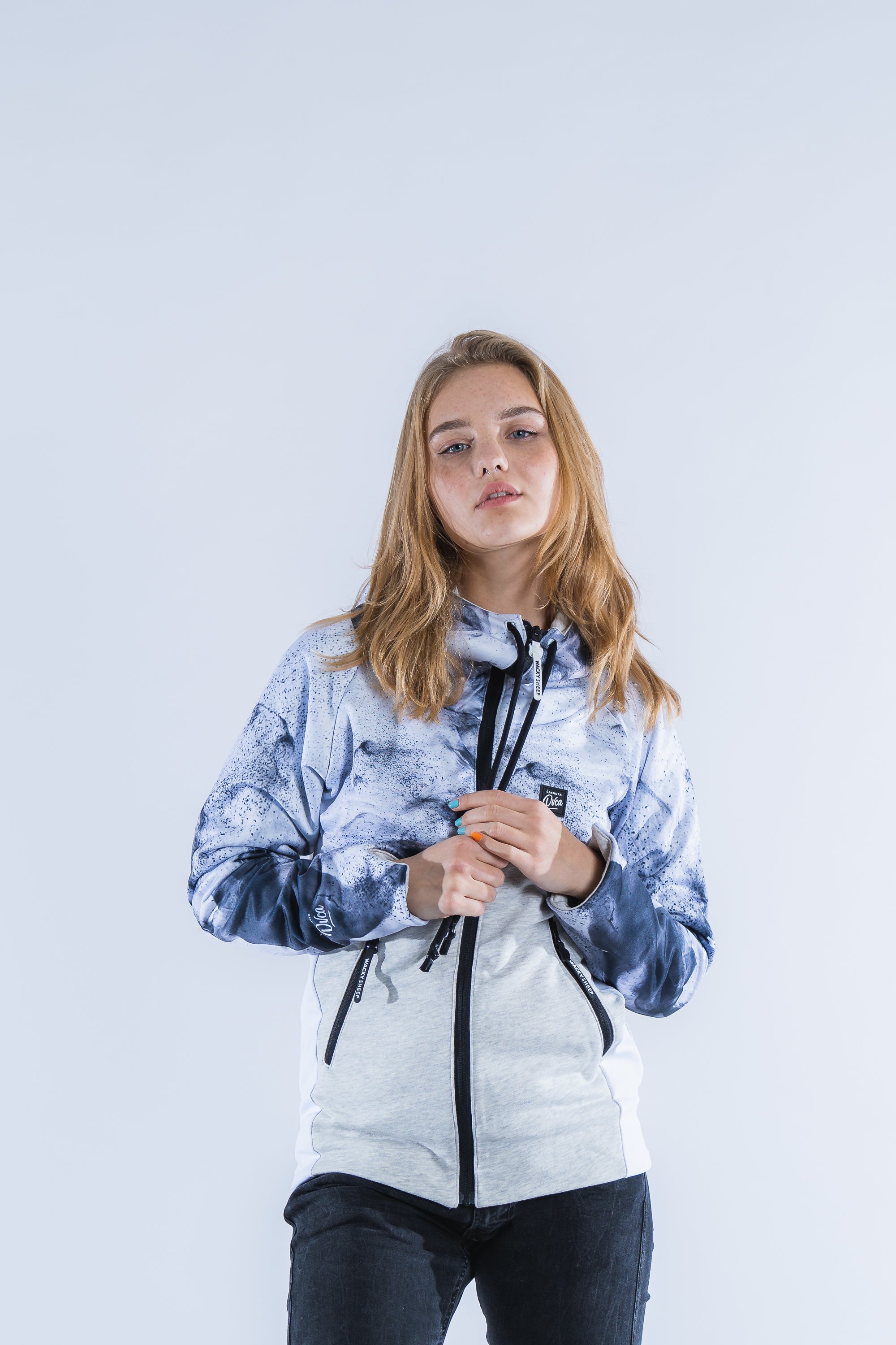 W's White Smoke Zip Hoodie
