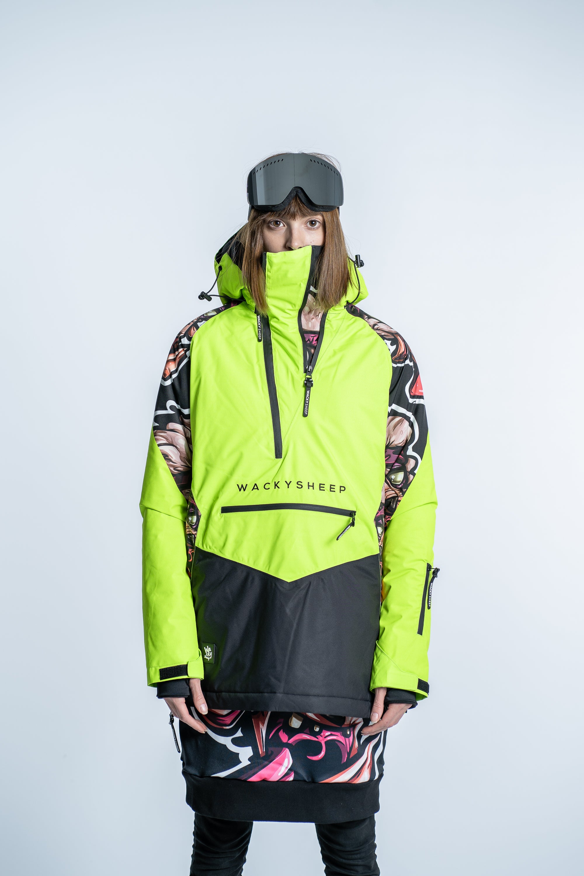 W's Pullover Neon Black Ski Jacket