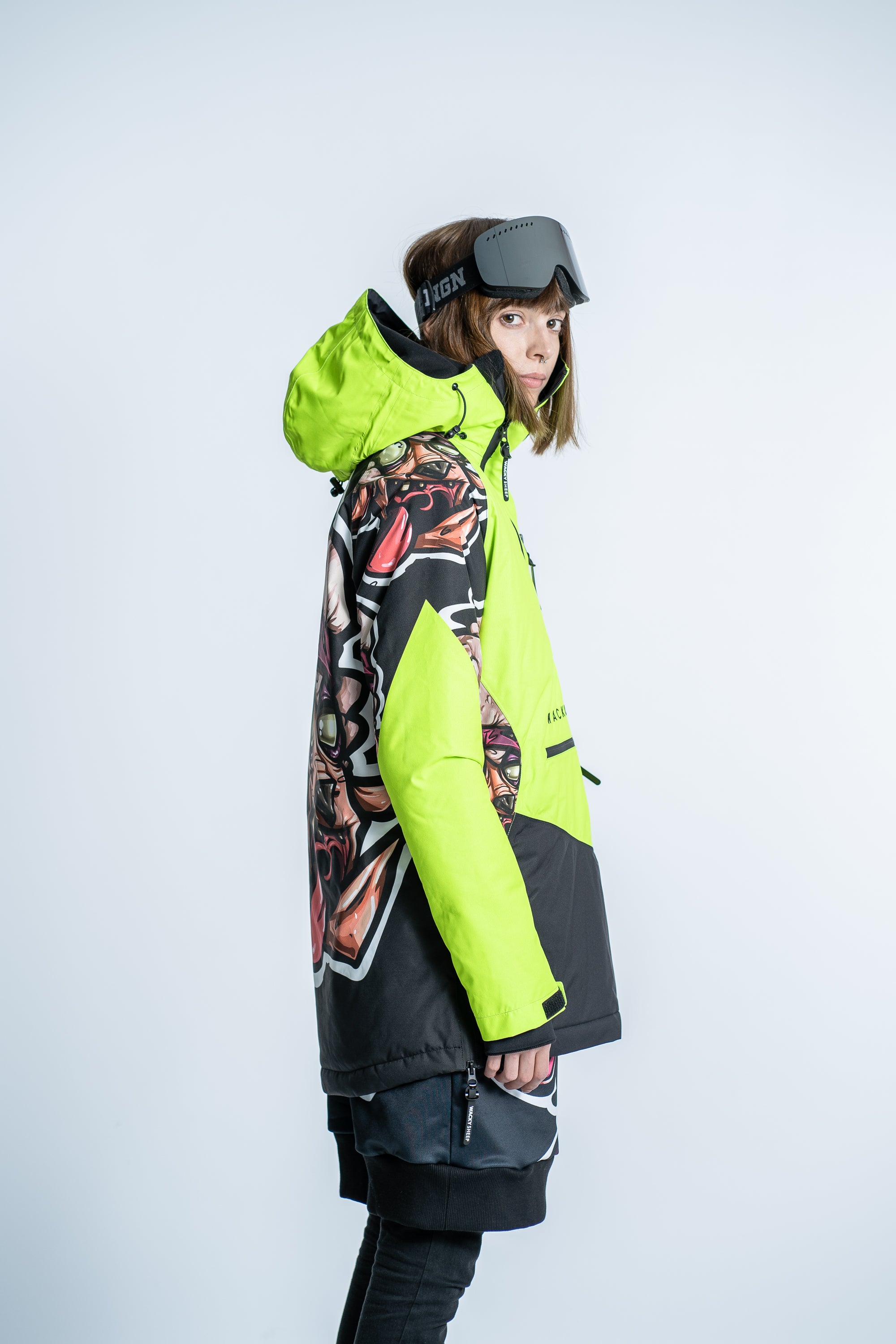 W's Pullover Neon Black Ski Jacket