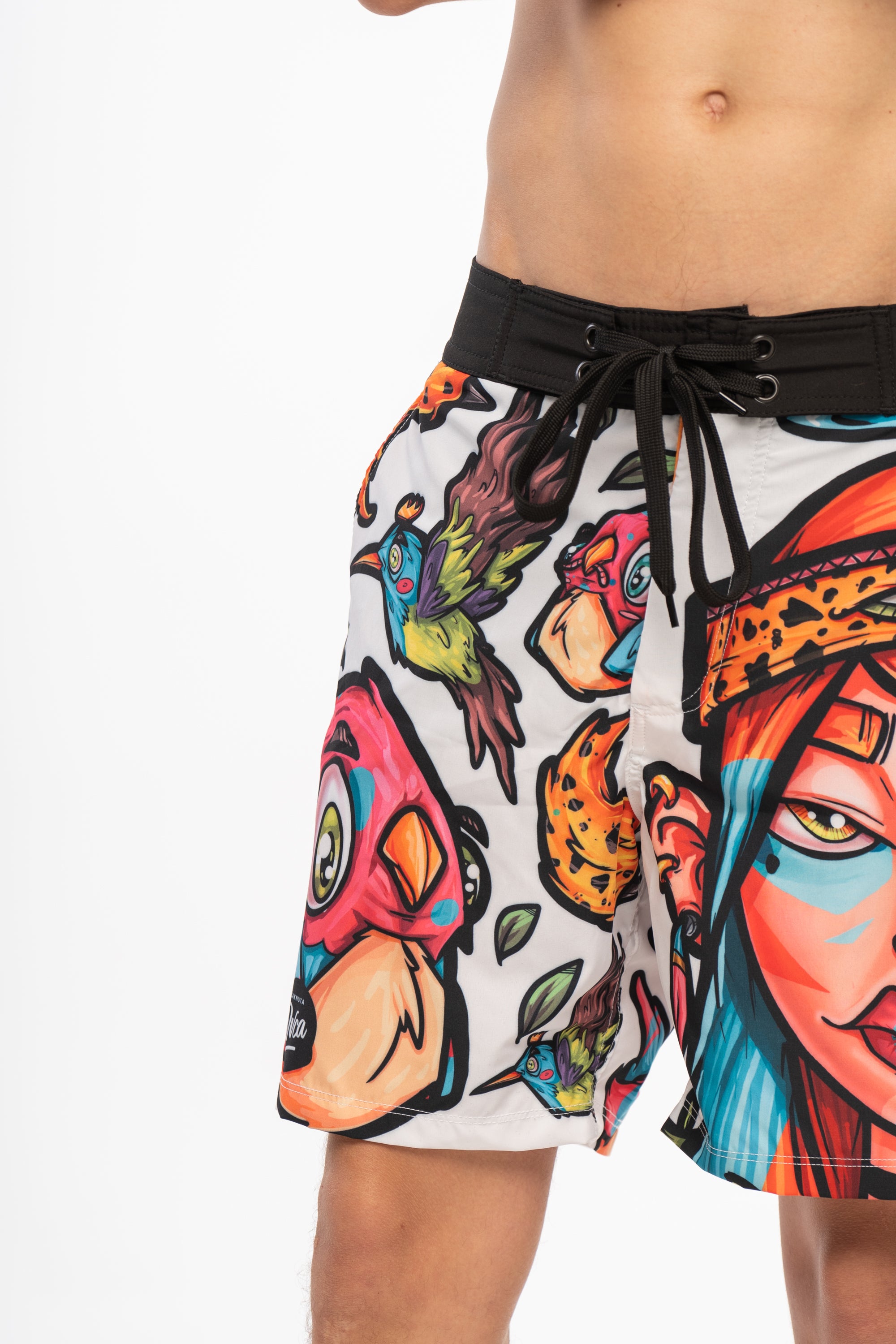 M's Short LeafGirl White Swim Shorts