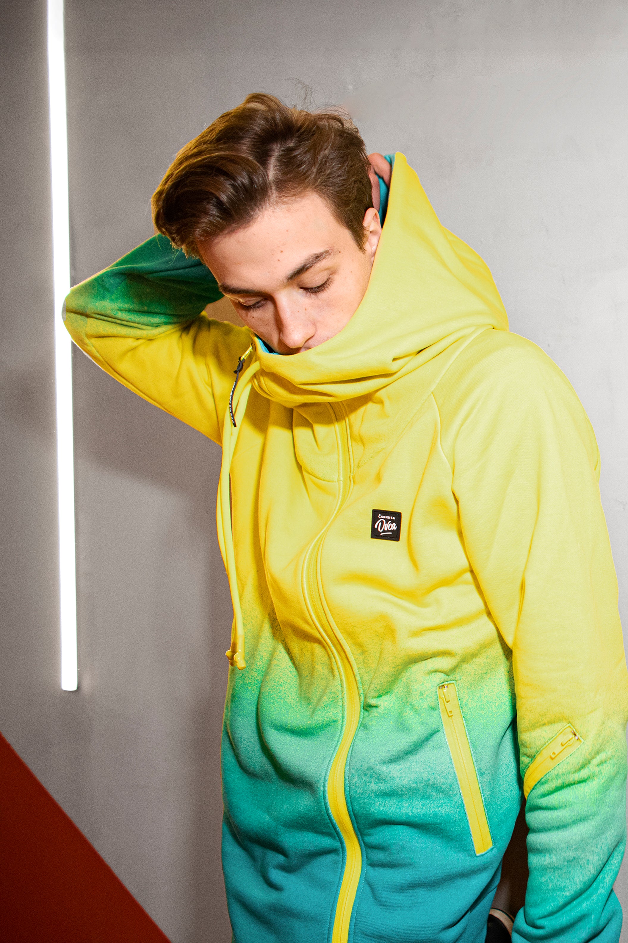 M's Classic Gradient Yellow Zip Hoodie
