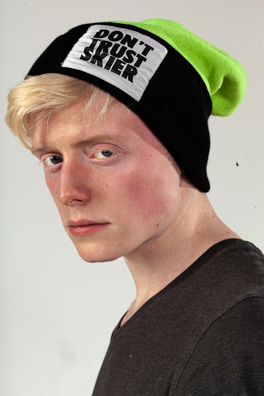 Don't Trust Skier BlackGreen Beanie
