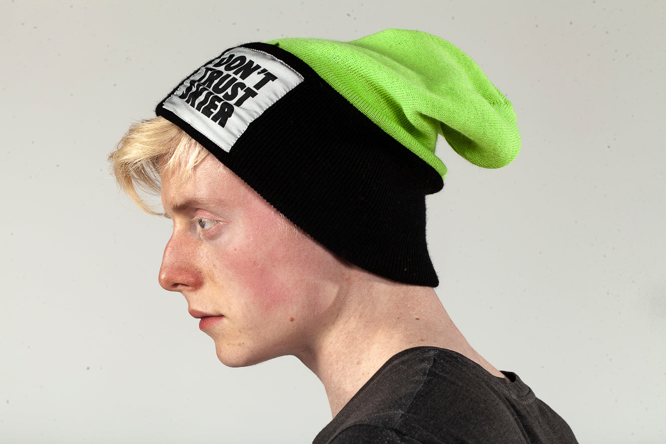 Don't Trust Skier BlackGreen Beanie