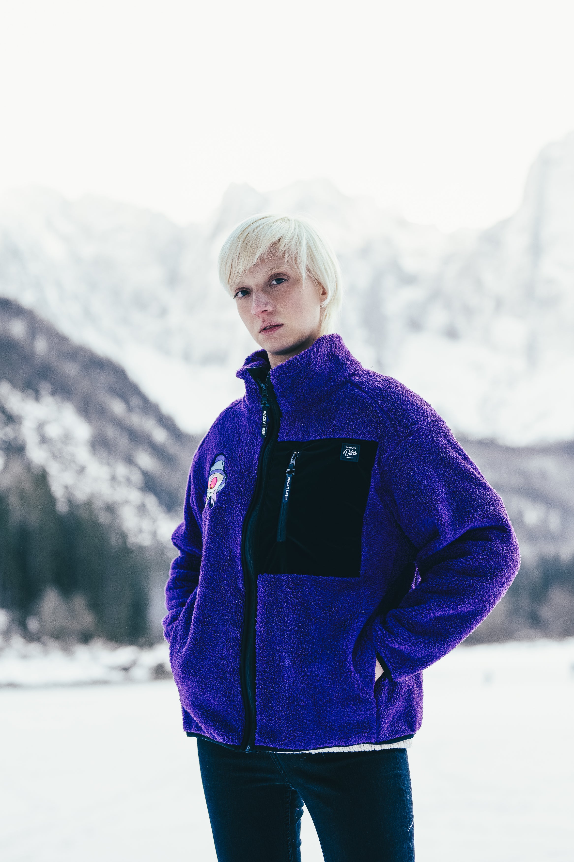 W's Fleece Sherpa Purple Sweatshirt