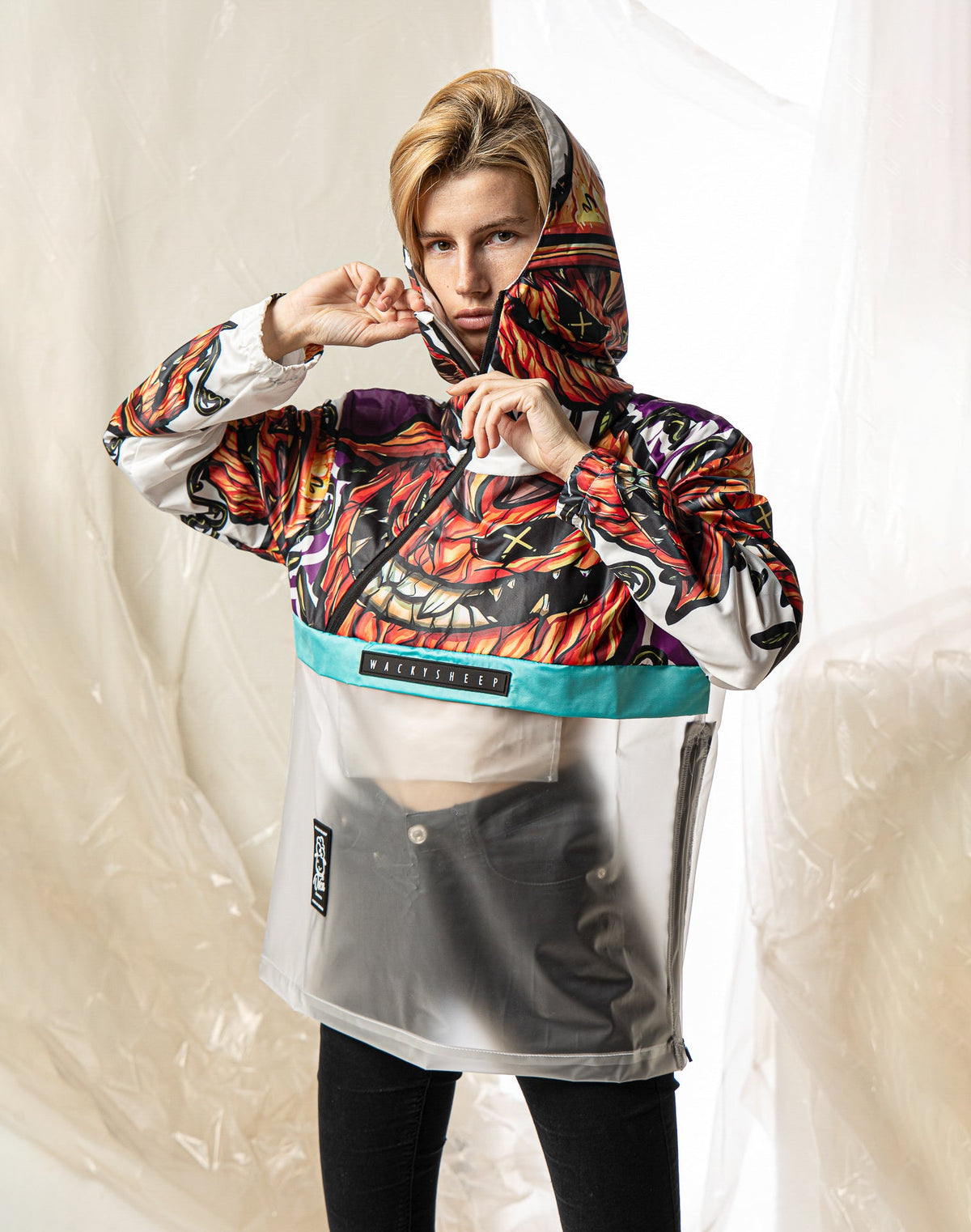 W's Transparent Pumpkin Rain Jacket | Wacky Sheep