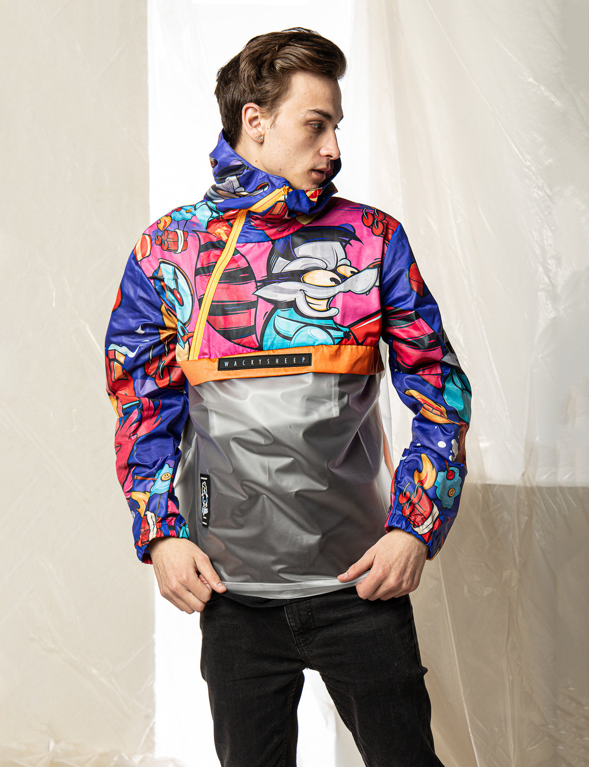 M's Transparent Raccoon Rain Jacket | Wacky Sheep