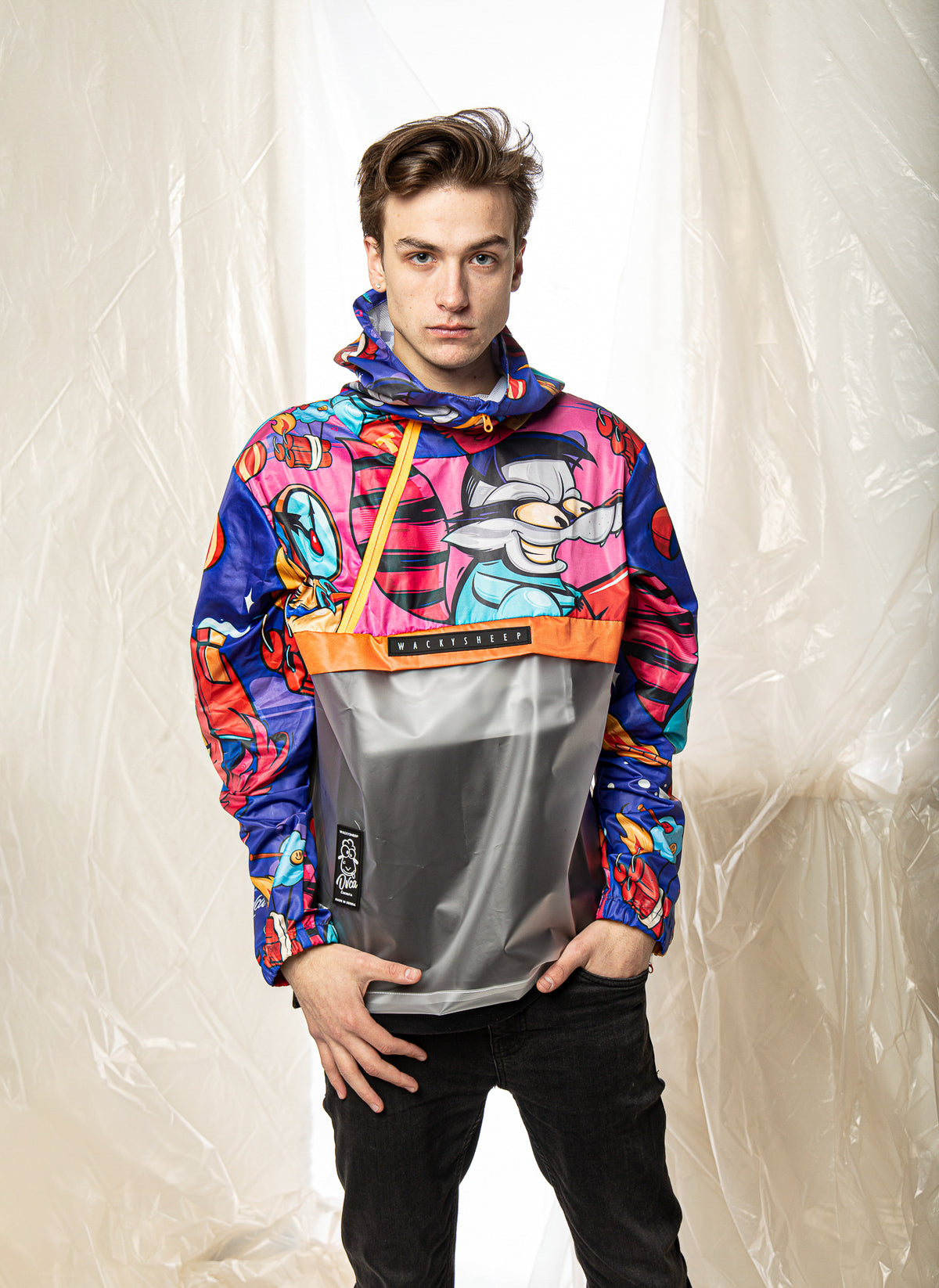 M's Transparent Raccoon Rain Jacket | Wacky Sheep