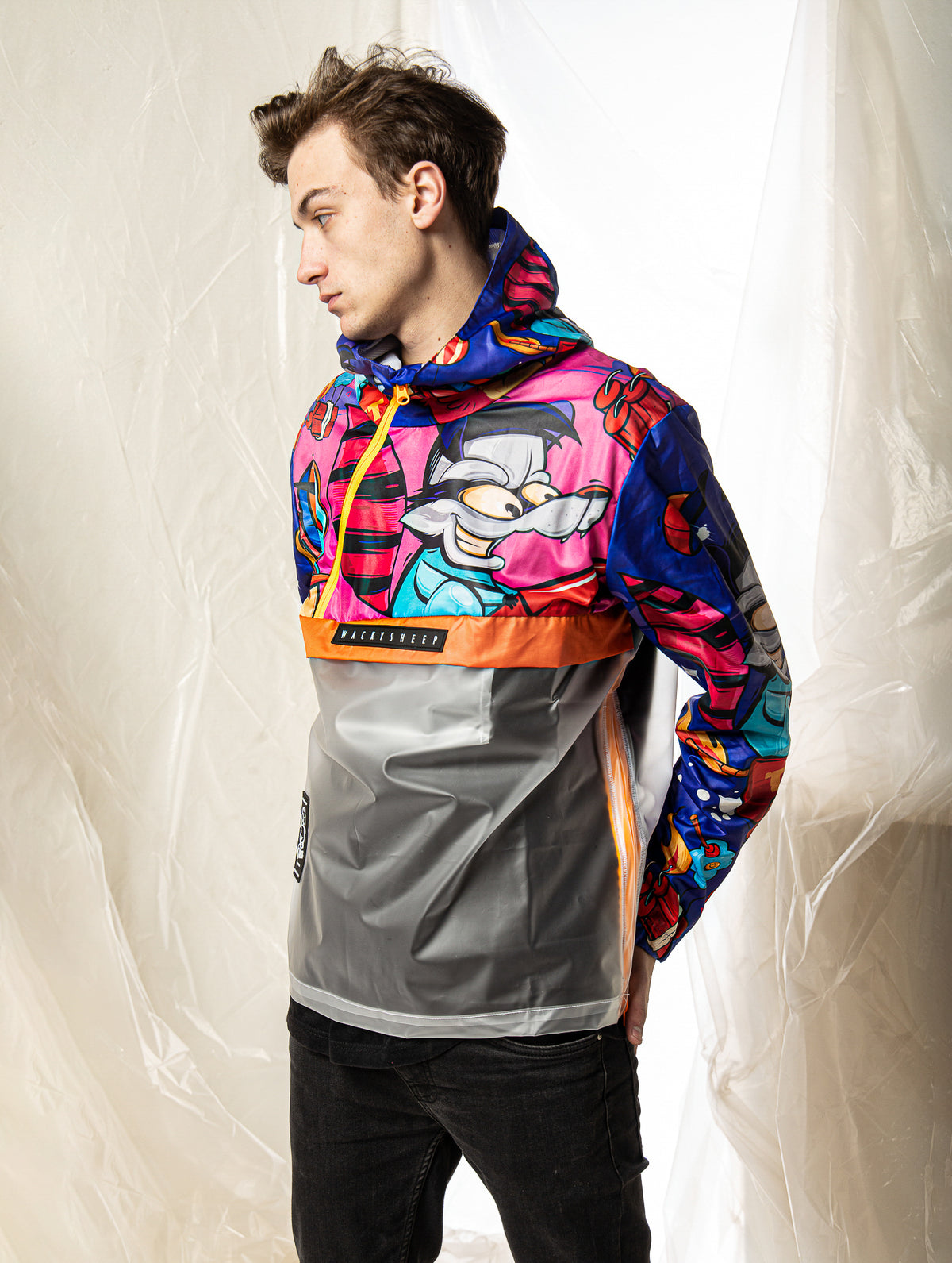 M's Transparent Raccoon Rain Jacket | Wacky Sheep